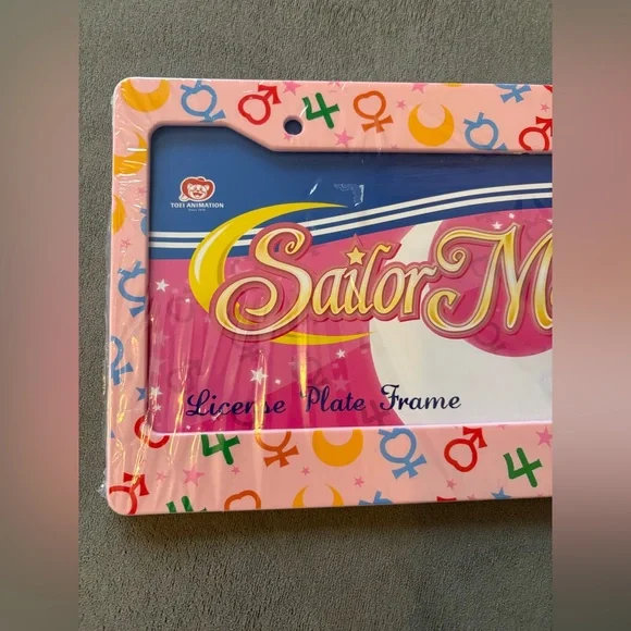 Sailor Moon License Plate Frame Planetary Guardian Symbols Pink Icons - Picture 2 of 7